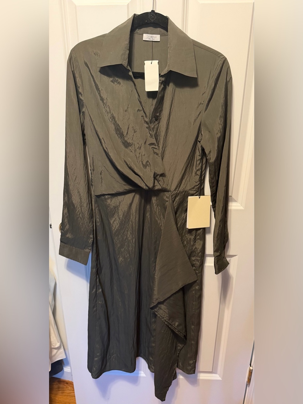 Deveaux NWT Olive Asymmetric Draped Dress Sz 0